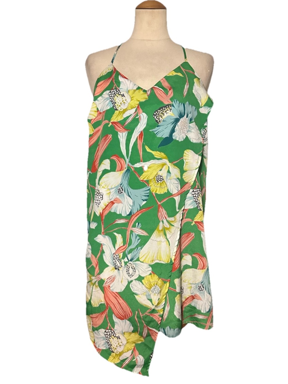 Gianni Bini Floral Slip Dress Spaghetti Straps Green Size Small
